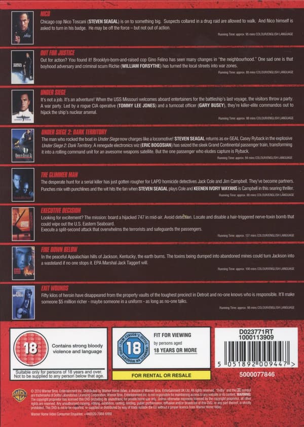 Steven Seagal collection - 8 filmer (Ej sv text) (8 DVD)