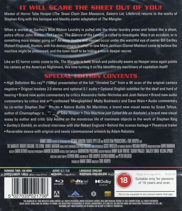 The Mangler (Stephen King/Ej svensk text) (Blu-ray)