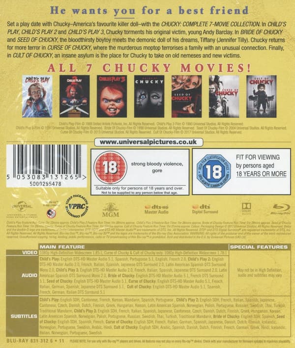 Chucky: Complete 7 Movie Collection (7 Blu-ray)