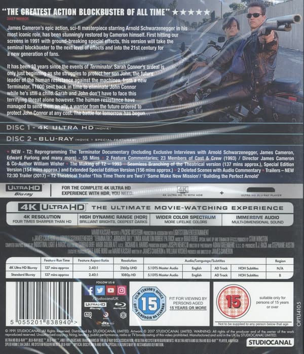Terminator 2 - Domedagen (Ej svensk text) (4K Ultra HD + Blu-ray)