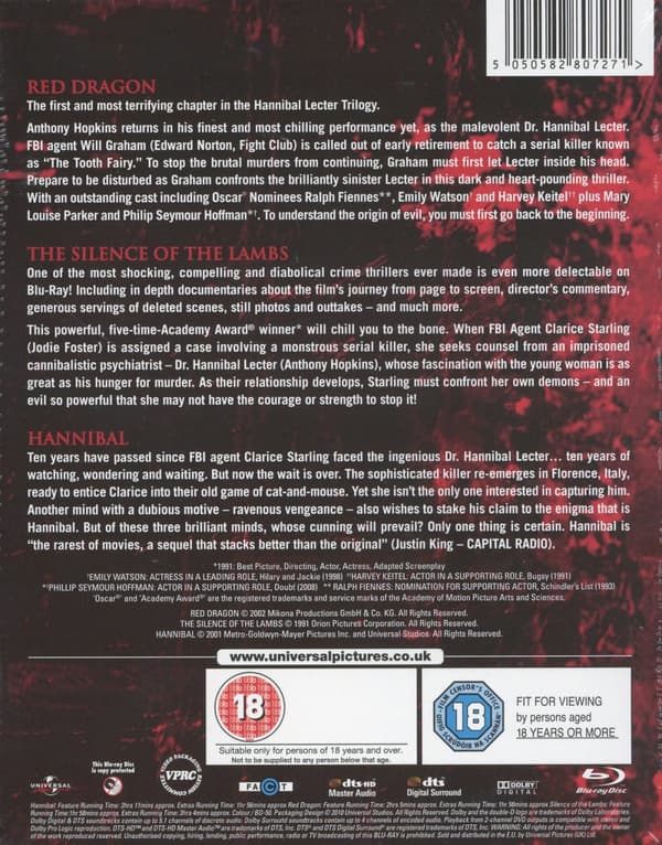 Hannibal Lecter Trilogy (Ej svensk text) (3 Blu-ray)