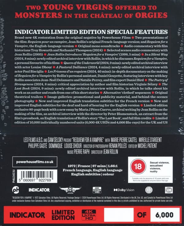 Requiem for a Vampire / Ltd.Ed. (Ej svensk text) (4K Ultra HD + Bok)