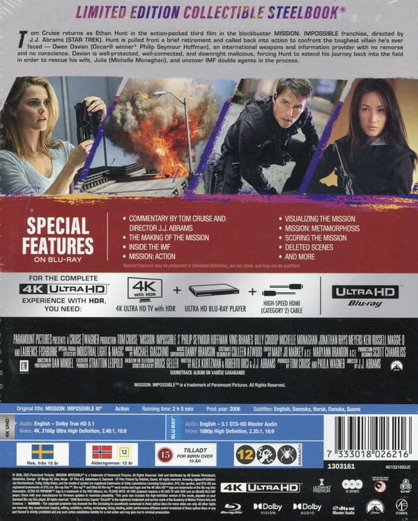 Mission: Impossible 3 - Ltd Steelbook (4K Ultra HD + Blu-ray)