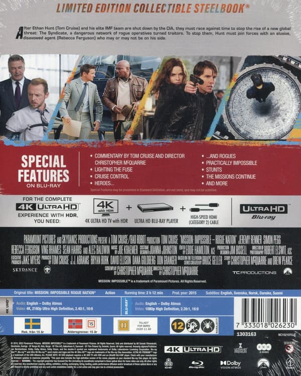 Mission: Impossible 5 - Rogue nation Steelbook (4K Ultra HD + Blu-ray)