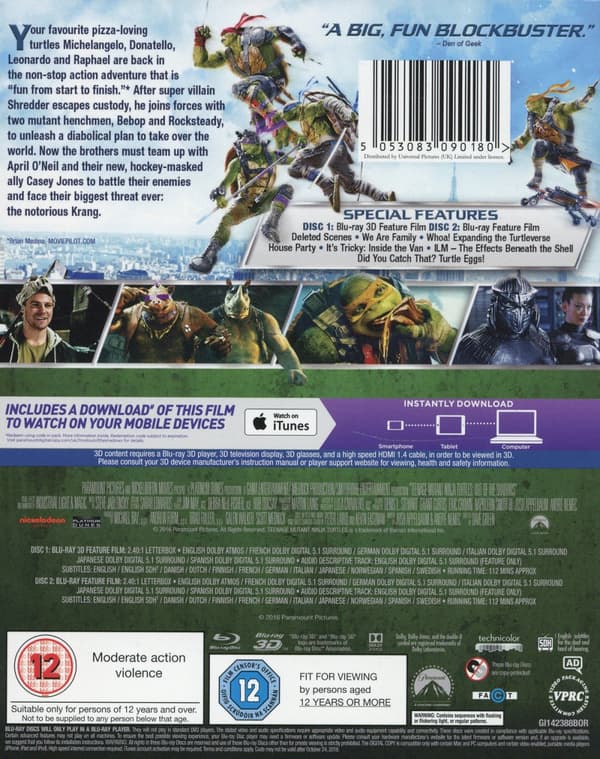 Teenage Mutant Ninja Turtles 2 / Spec.ed. (Blu-ray 3D + Blu-ray)