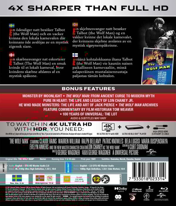 Varulven / The Wolf Man (4K Ultra HD + Blu-ray)