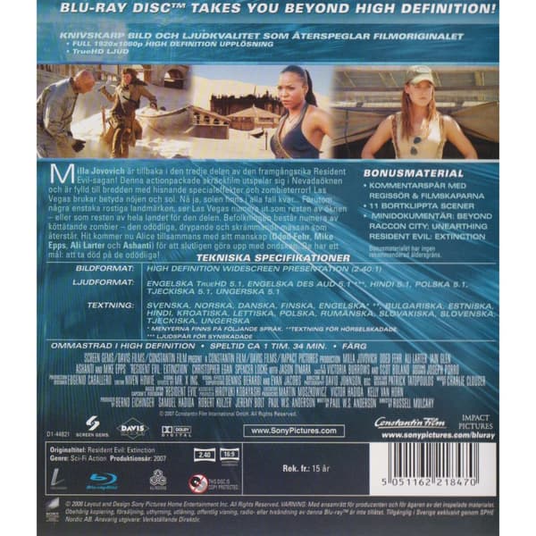 Resident Evil Extinction Blu-Ray (Käytetty)
