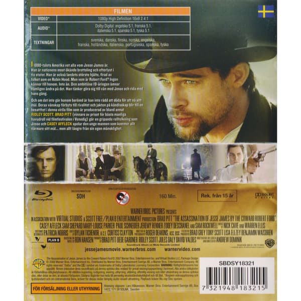 The Assassination of Jesse James by the Coward Robert Ford Blu-Ray (Begagnad)