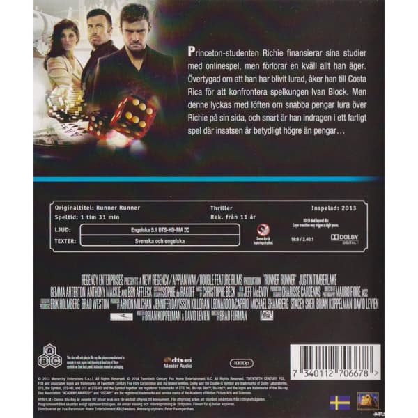 Runner Runner Blu-Ray Rental Copy (Brugt)
