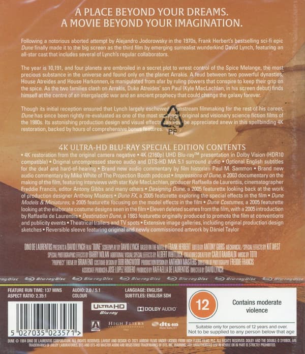 Dune (1984) (Import/Ej svensk text) (4K Ultra HD)