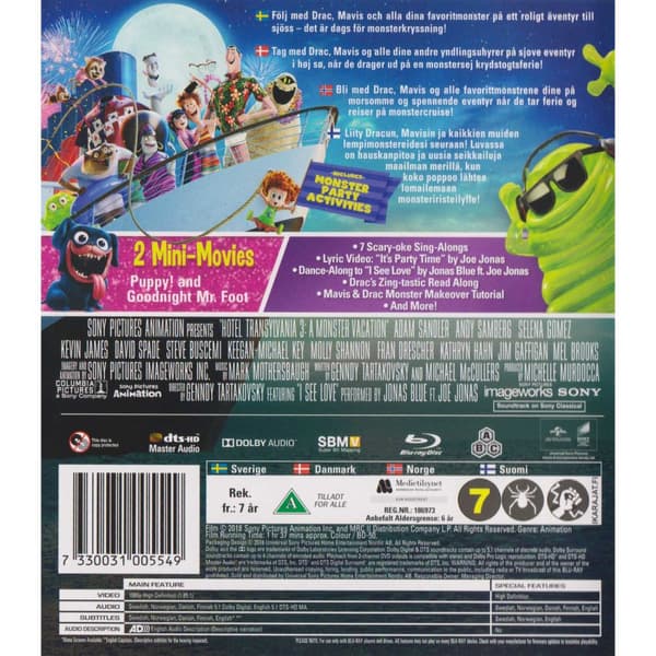Hotel Transylvania 3 A Monster Vacation Monster Party Edition Blu-Ray (Brugt)