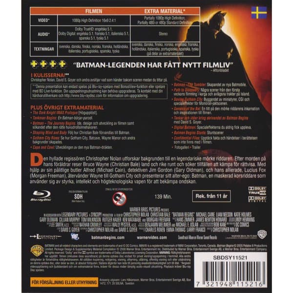 Batman Begins Blu-Ray (Brukt)