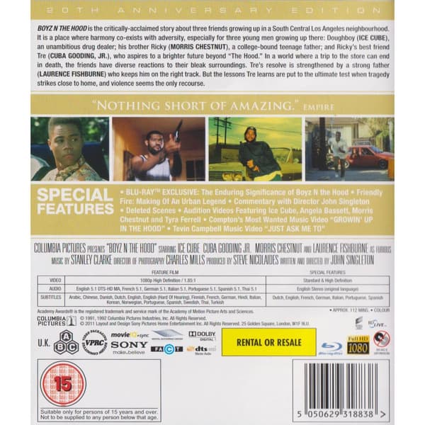 Boys n the Hood 20th Anniversary Edition Blu-Ray (Brugt)