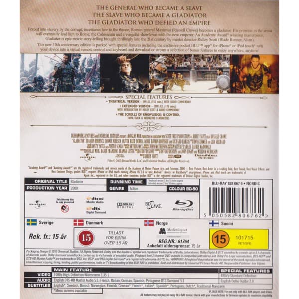 Gladiator Blu-Ray (Käytetty)