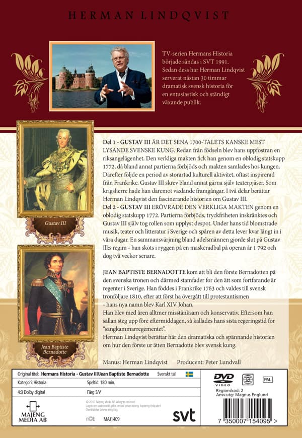 Hermans historia - Gustav III / J B Bernadotte (2 DVD)