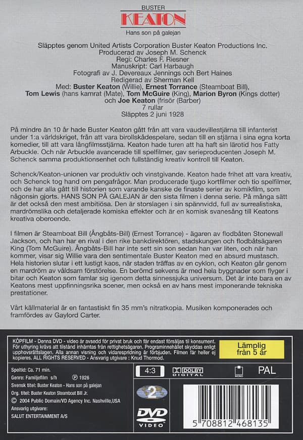 Buster Keaton / Hans son på galejan (DVD)