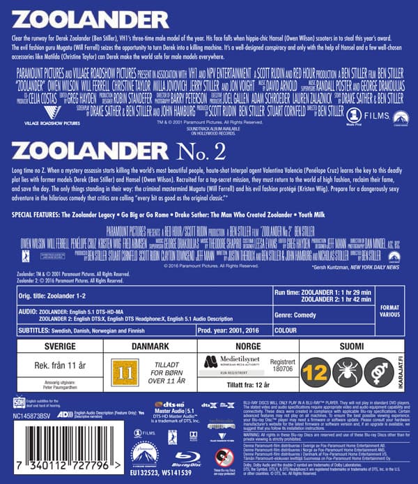 Zoolander 1+2 (2 Blu-ray)