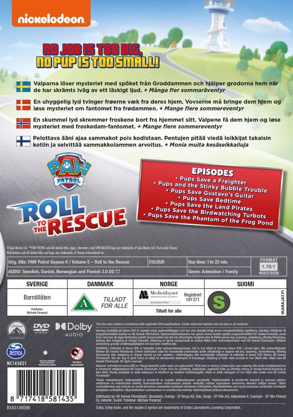 Paw Patrol / Säsong 6 vol 5 (DVD)