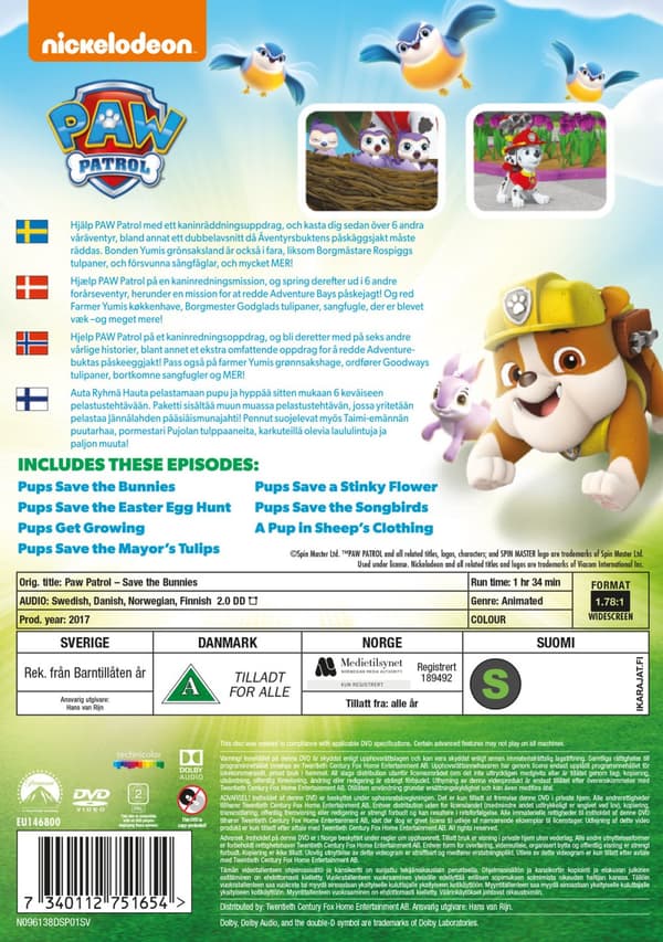 Paw Patrol - Valparna räddar kaninerna (DVD)