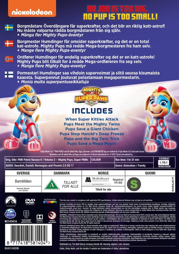 Paw Patrol / Säsong 6 vol 2 (DVD)