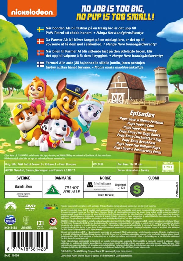 Paw Patrol / Säsong 6 vol 4 (DVD)