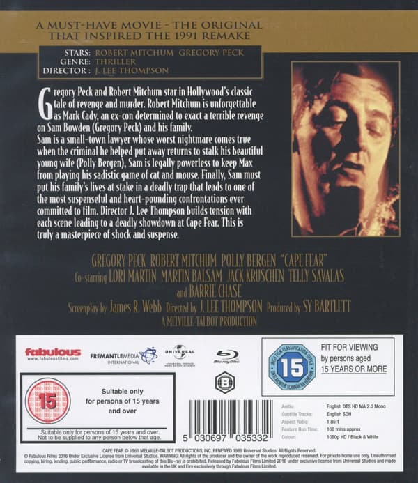 Cape fear (1962/Ej textad) (Blu-ray)