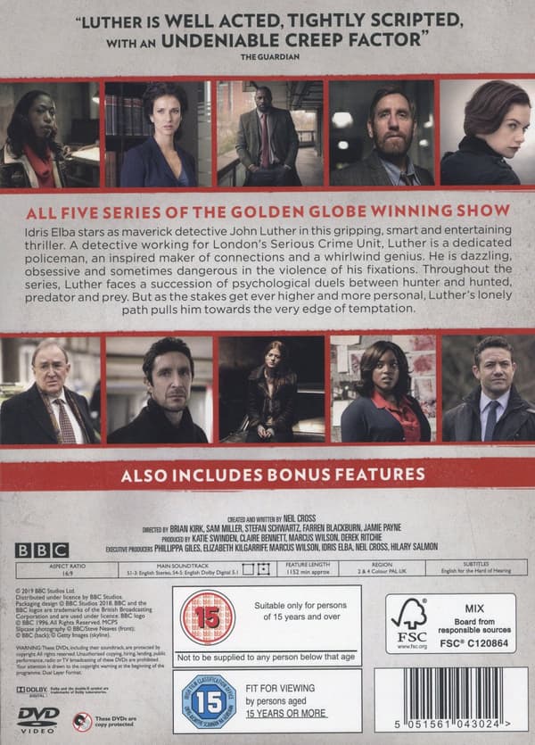 Luther / Säsong 1-5 Box (Ej svensk text) (9 DVD)