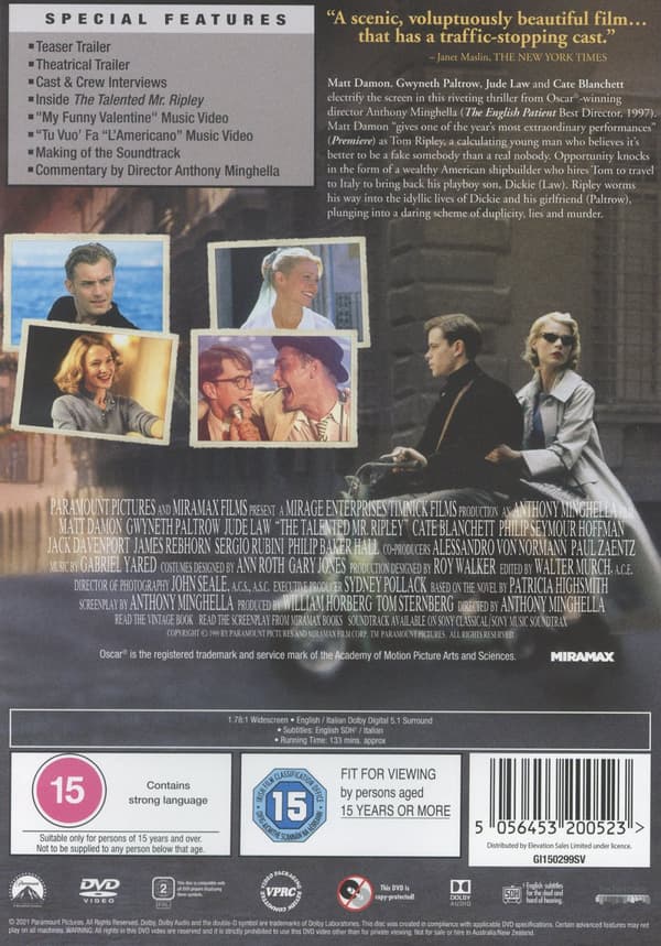 The talented Mr Ripley (Ej svensk text) (DVD)