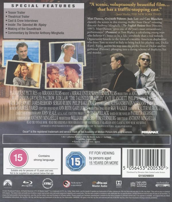 The talented Mr Ripley (Ej svensk text) (Blu-ray)