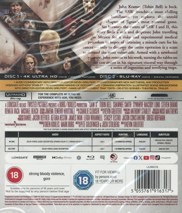 Saw X (Ej svensk text) (4K Ultra HD + Blu-ray)