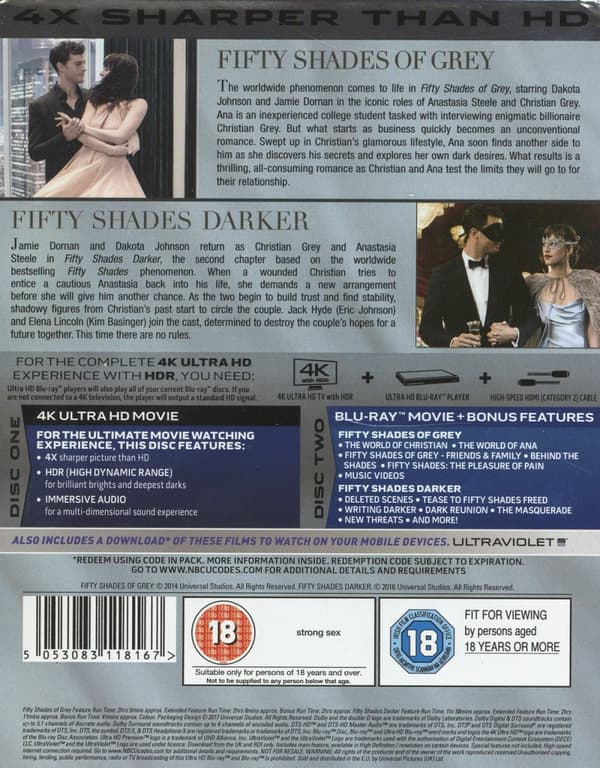 Fifty Shades 2-Movie Collection (unseen/unmasked (2 4K Ultra HD + 2 Blu-ray)