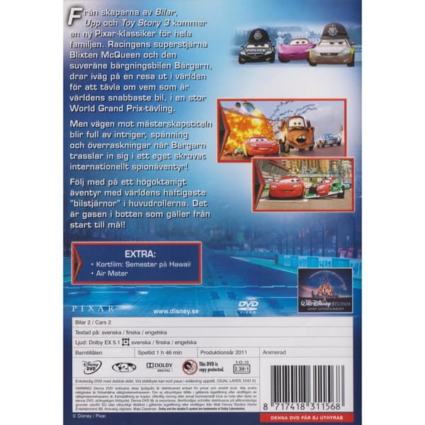 Bilar 2 DVD (Brukt)