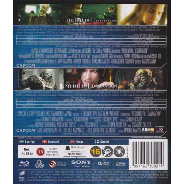Resident Evil Collectors Set Degeneration + Damnation Blu-Ray (Brugt)