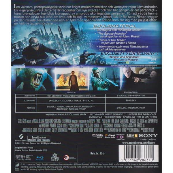 Priest Unrated Blu-Ray (Brugt)
