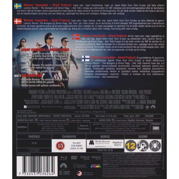 Mission Impossible Ghost Protocol Blu-Ray (Brugt)
