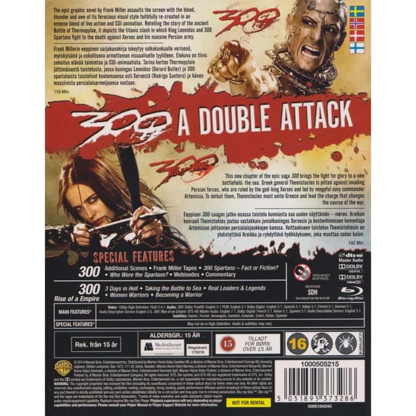 300 + 300 Rise of an Empire Blu-Ray (Brukt)