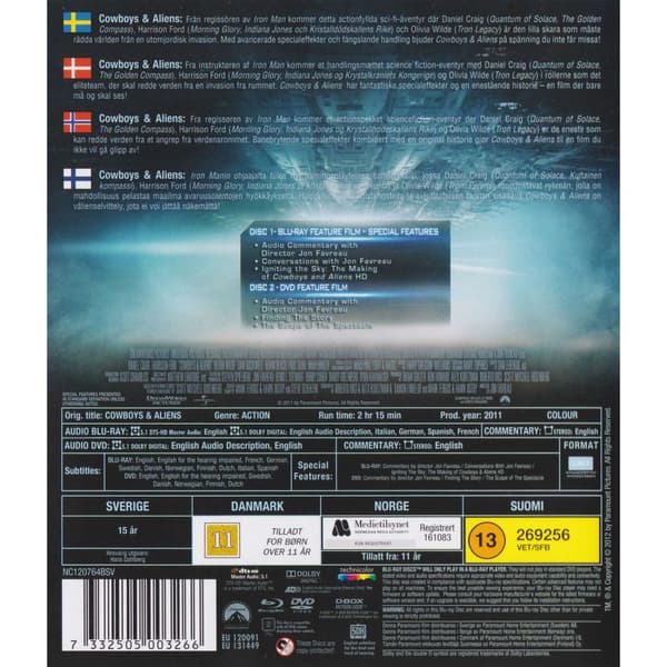 Cowboys & Aliens Extended Directors Cut Blu-Ray (Brukt)