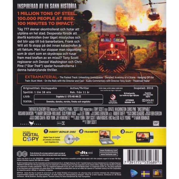 Unstoppable Blu-Ray (Brugt)