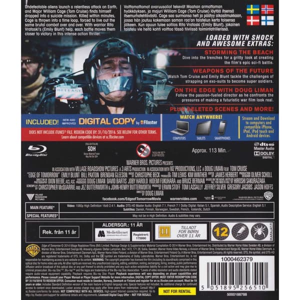 Edge of Tomorrow Blu-Ray (Brugt)