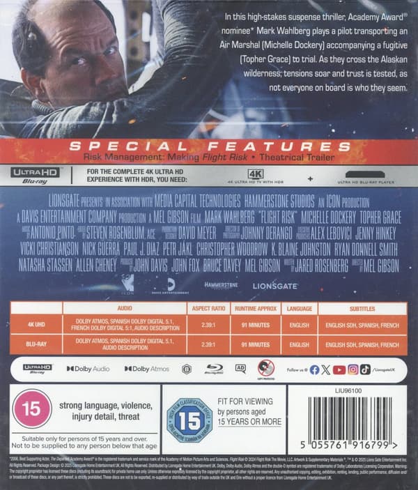 Flight Risk (Ej svensk text) (4K Ultra HD + Blu-ray)