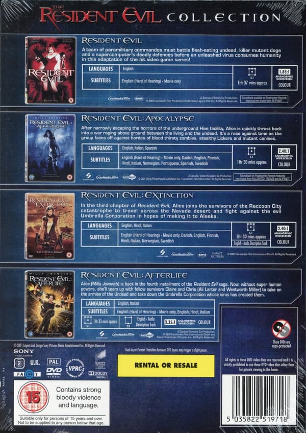 Resident Evil 1-4 (Ej svensk text) (4 DVD)
