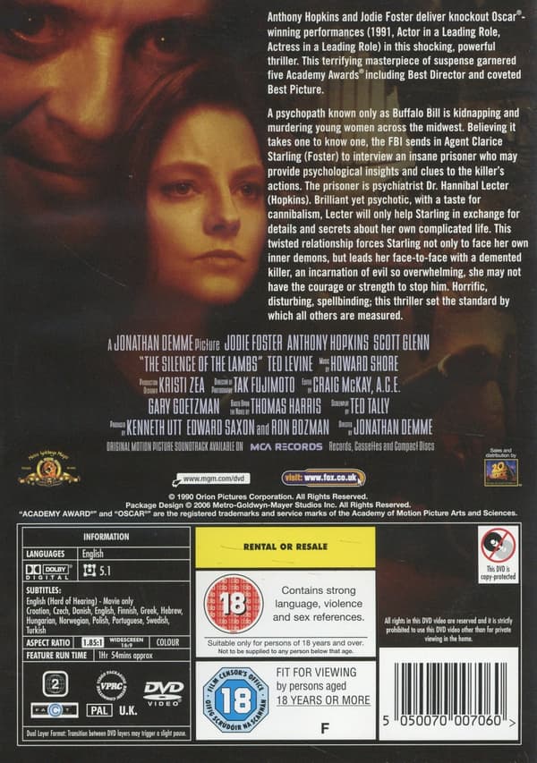 När lammen tystnar (DVD)