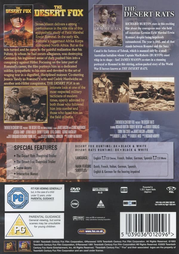 Ökenräven + Ökenråttorna (Ej svensk text) (2 DVD)