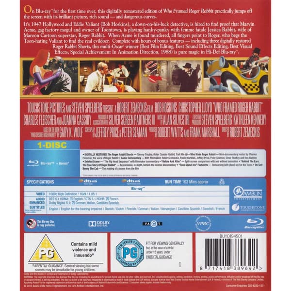 Who Framed Roger Rabbit 25th Anniversary Blu-Ray (Begagnad)
