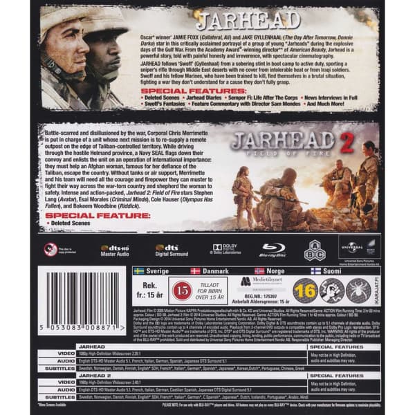 Jarhead & Jarhead 2 Blu-Ray (Käytetty)