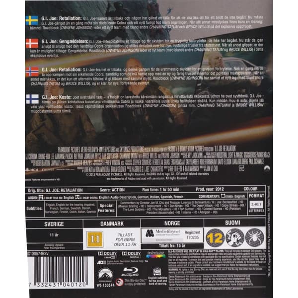 GI Joe Retaliation Blu-Ray (Begagnad)