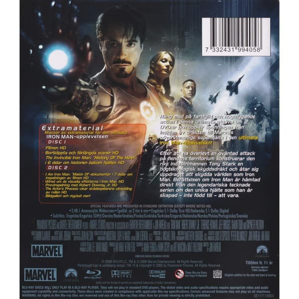 Iron Man Blu-Ray (Begagnad)