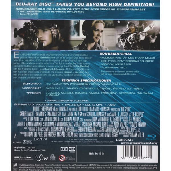 The Spirit Blu-Ray (Begagnad)