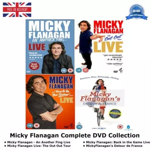 MICKY FLANAGAN COMPLETE COLLECTION An Another Fing Live, Out Tour.. R2 DVD Region 2 (Brand New)