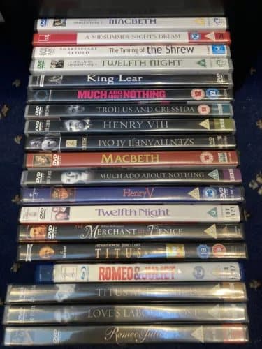 Shakespeare Collection Plays x19 Hamlet Macbeth King Lear + Romeo Juliet Blu Ray Region 2 (Brand New)